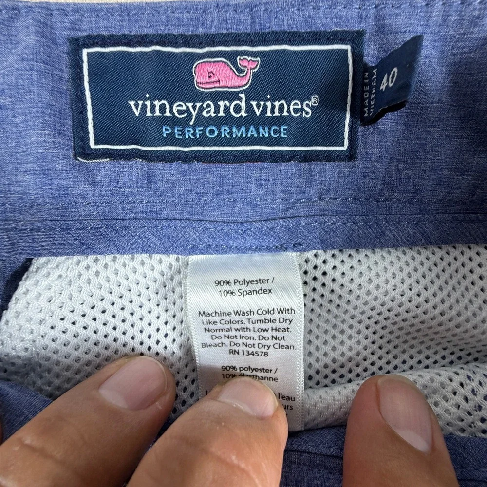 Vineyard Vines Performance Golf Shorts Mens 40 Blue Heather Moisture Wick